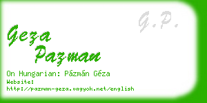 geza pazman business card