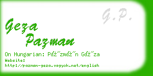 geza pazman business card